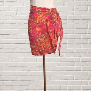 Beach Riot Melanie Sarong Skirt Pink Floral Wrap Cover-Up One Size